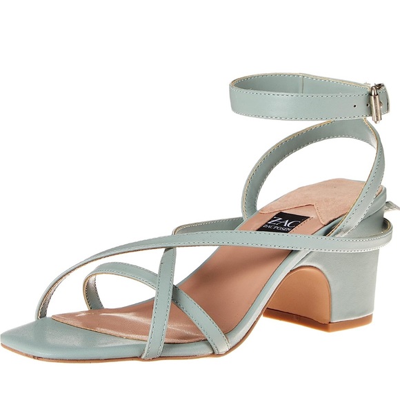 NWT ZAC Zac Posen blue gray heeled sandals - Sz 9.5 - Picture 3 of 9